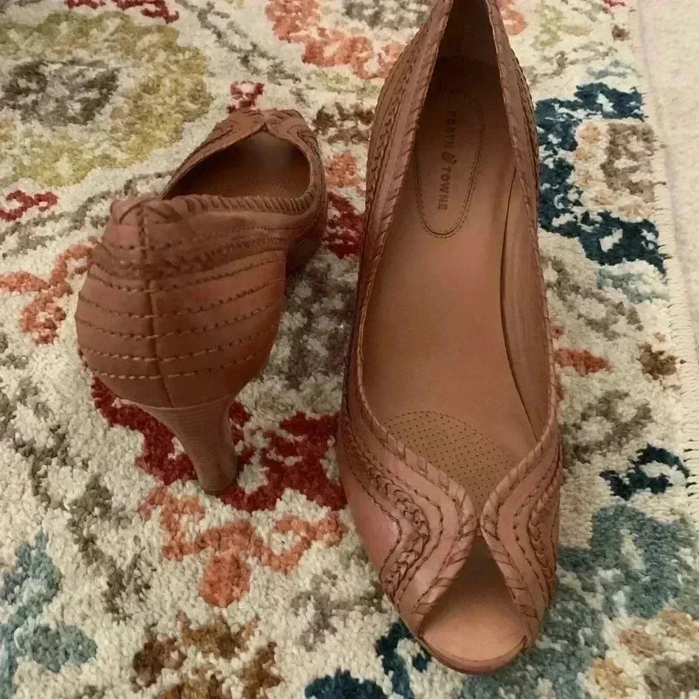 Forth & Towne Embroidered Peep Tow Heels